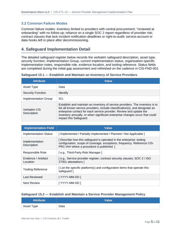 CIS Controls documentation toolkit — sample template page 17