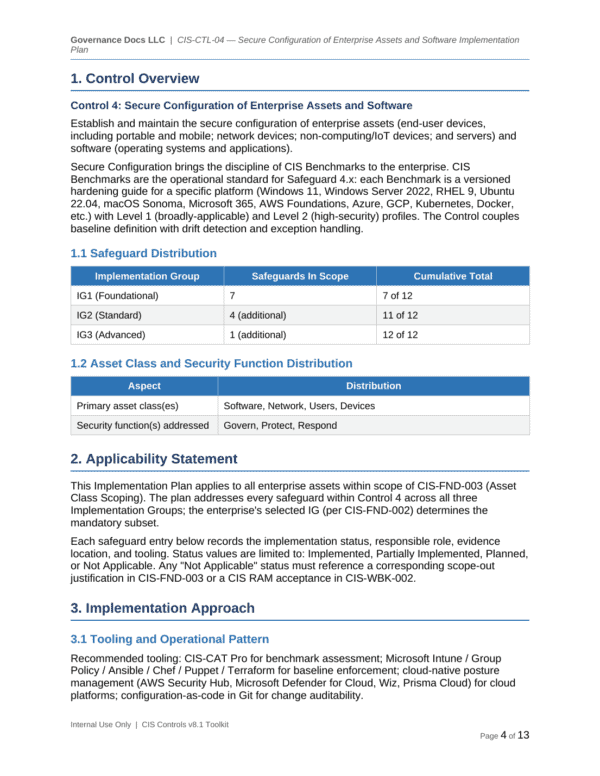 CIS Controls documentation toolkit — sample template page 6