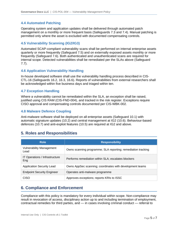 CIS Controls documentation toolkit — sample template page 7