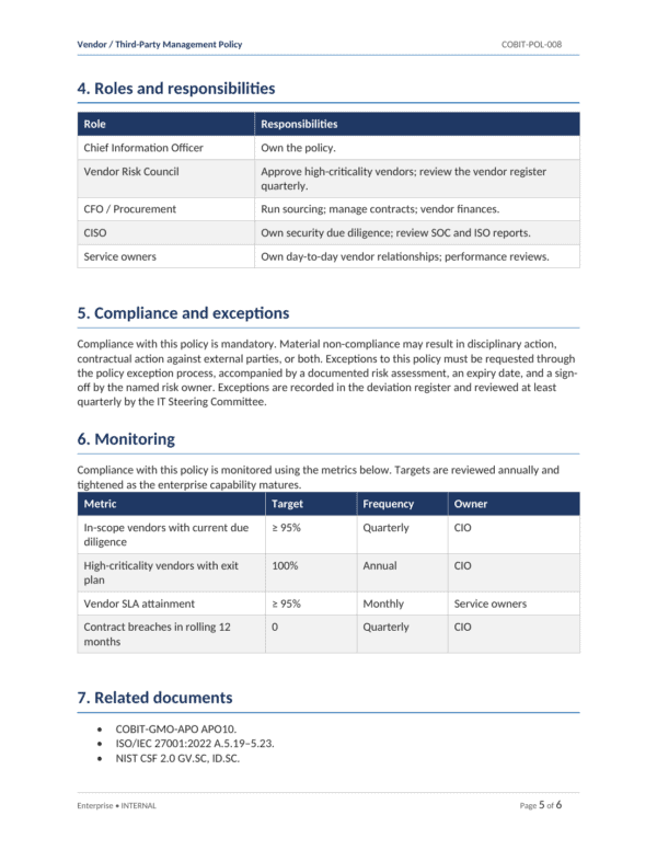 Ensuring IT governance with COBIT 2019: 31 templates for effective roles, responsibilities, and comp.
