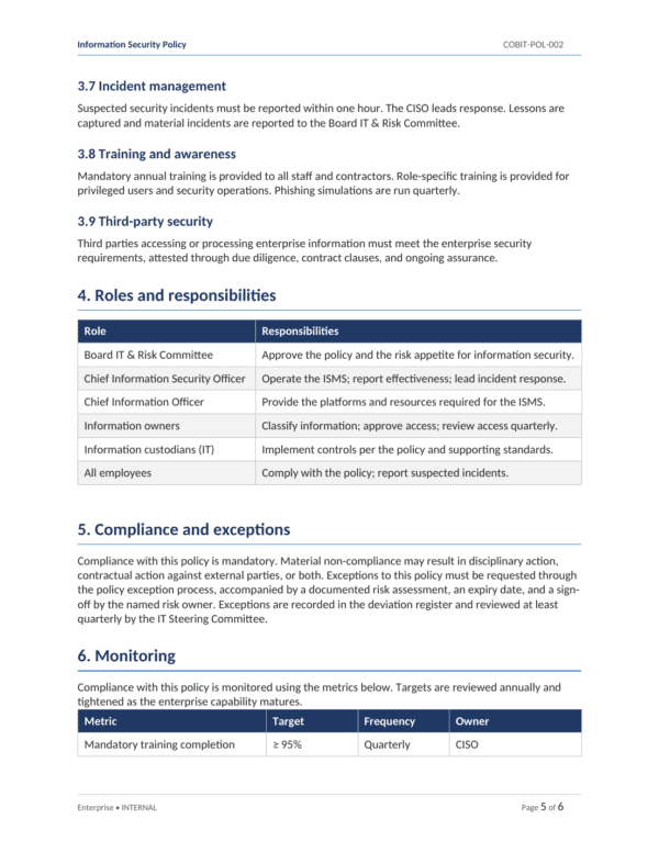 Ensure compliance with COBIT 2019 IT governance standards with comprehensive templates and security.