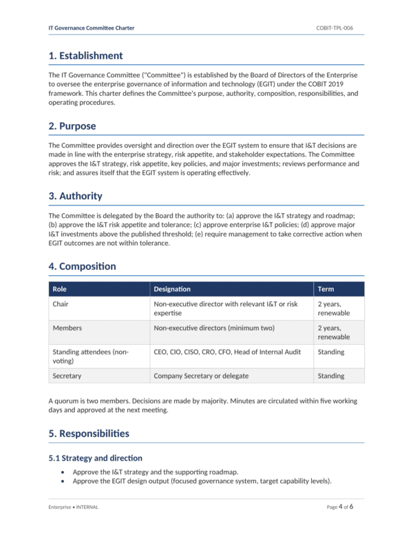 Governance Docs, COBIT 2019 IT Governance Toolkit with 31 templates for effective IT management.