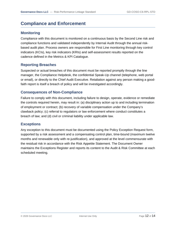 COSO documentation toolkit — sample template page 11