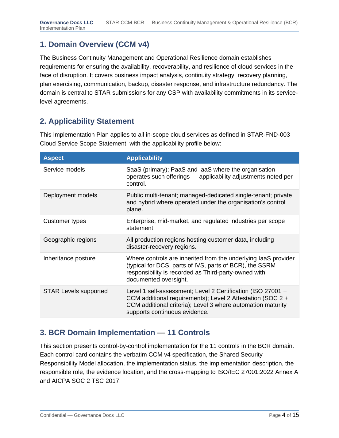 CSA STAR documentation toolkit — sample template page 10