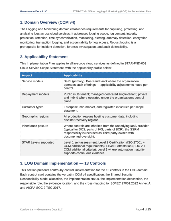 CSA STAR documentation toolkit — sample template page 12