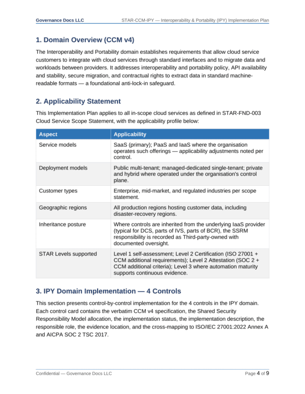 CSA STAR documentation toolkit — sample template page 13