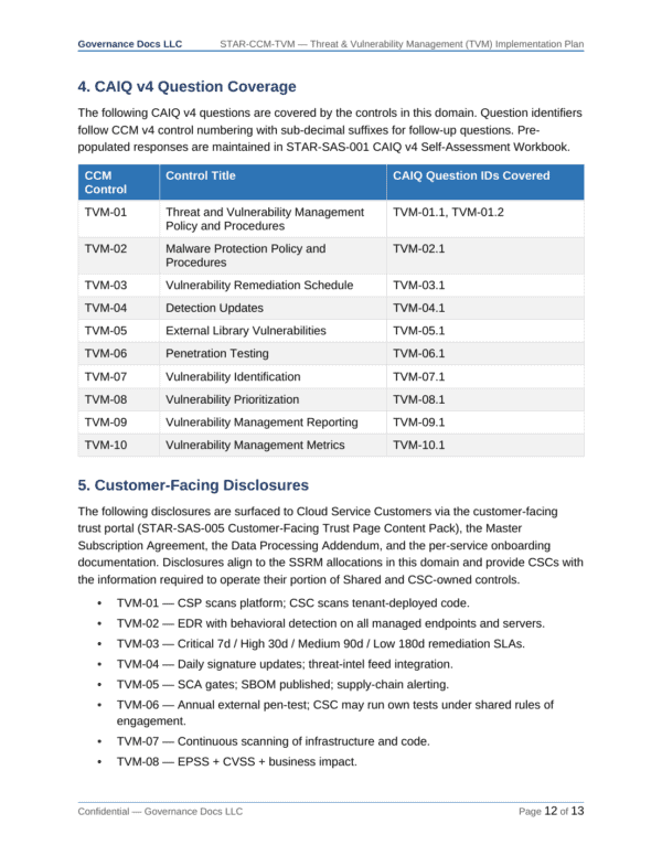 CSA STAR documentation toolkit — sample template page 16