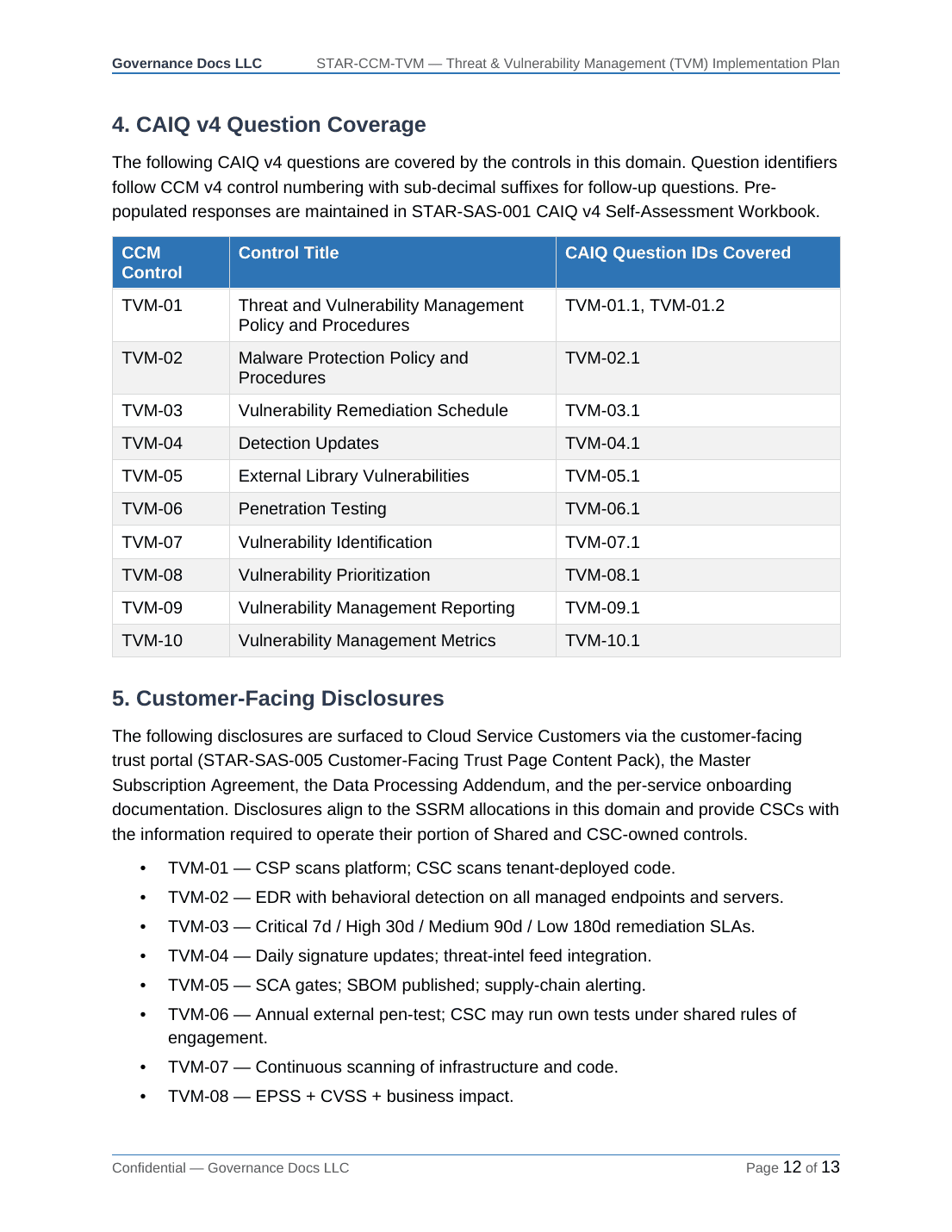 CSA STAR documentation toolkit — sample template page 16