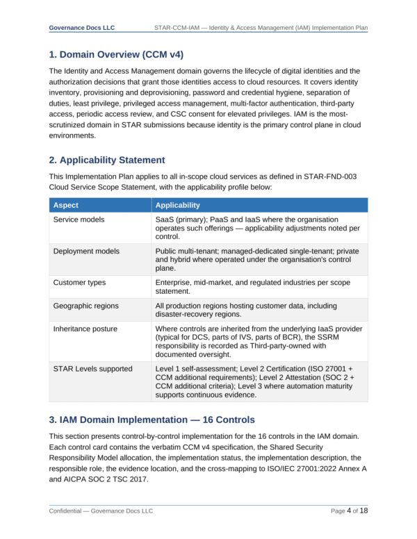 CSA STAR documentation toolkit — sample template page 7