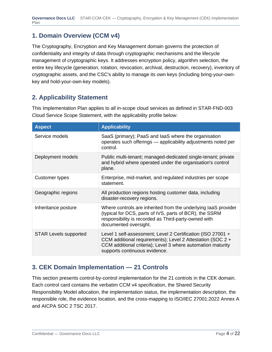 CSA STAR documentation toolkit — sample template page 9