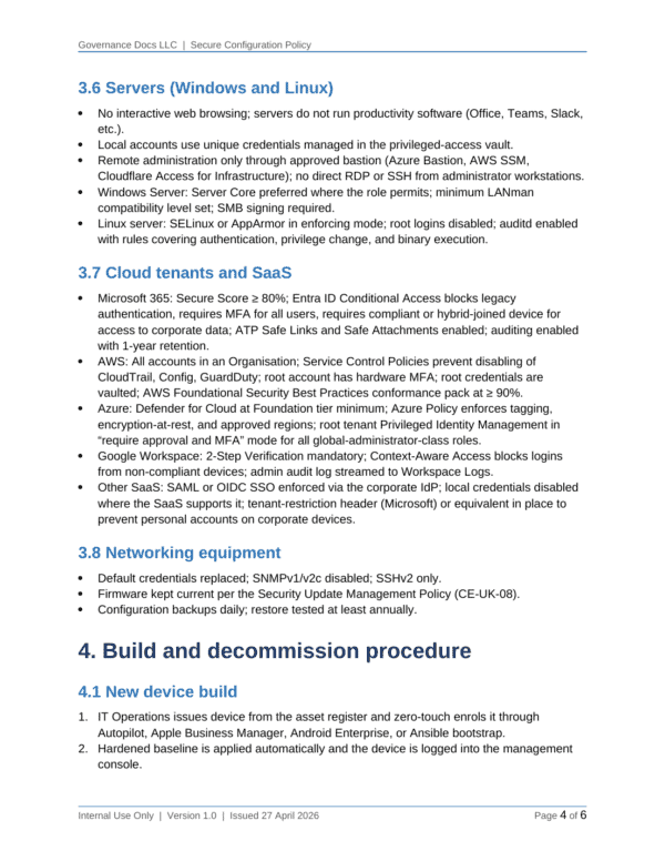 Cyber Essentials documentation toolkit — sample template page 1