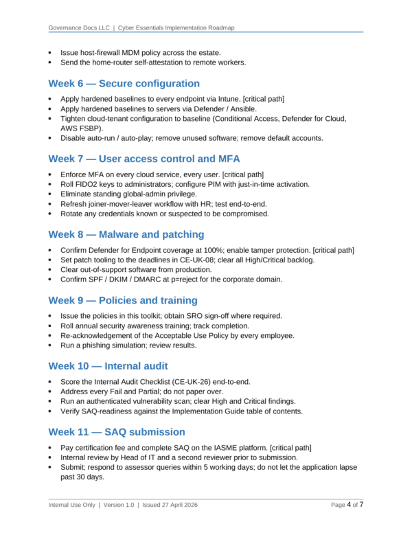 Cyber Essentials documentation toolkit — sample template page 10