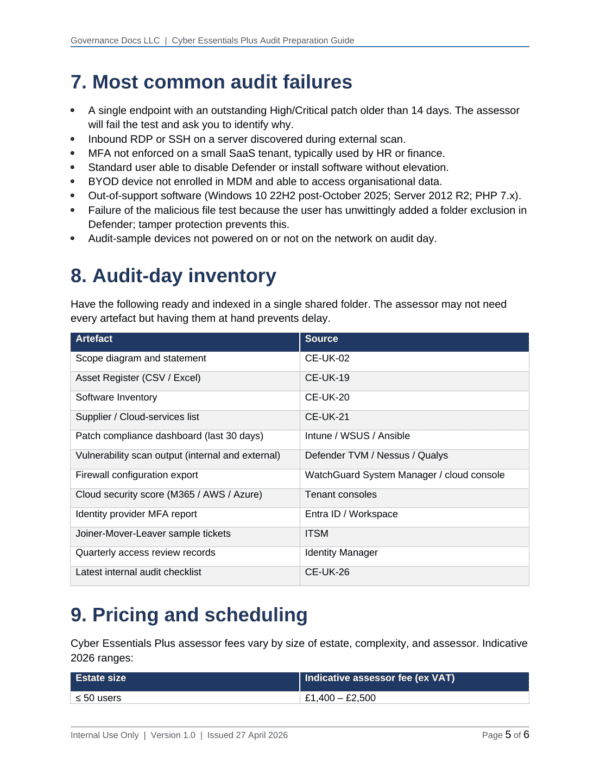 Cyber Essentials documentation toolkit — sample template page 12
