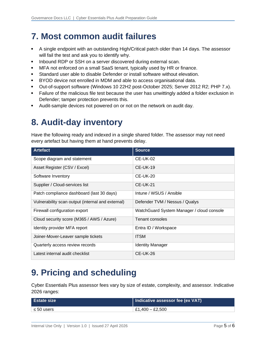 Cyber Essentials documentation toolkit — sample template page 12