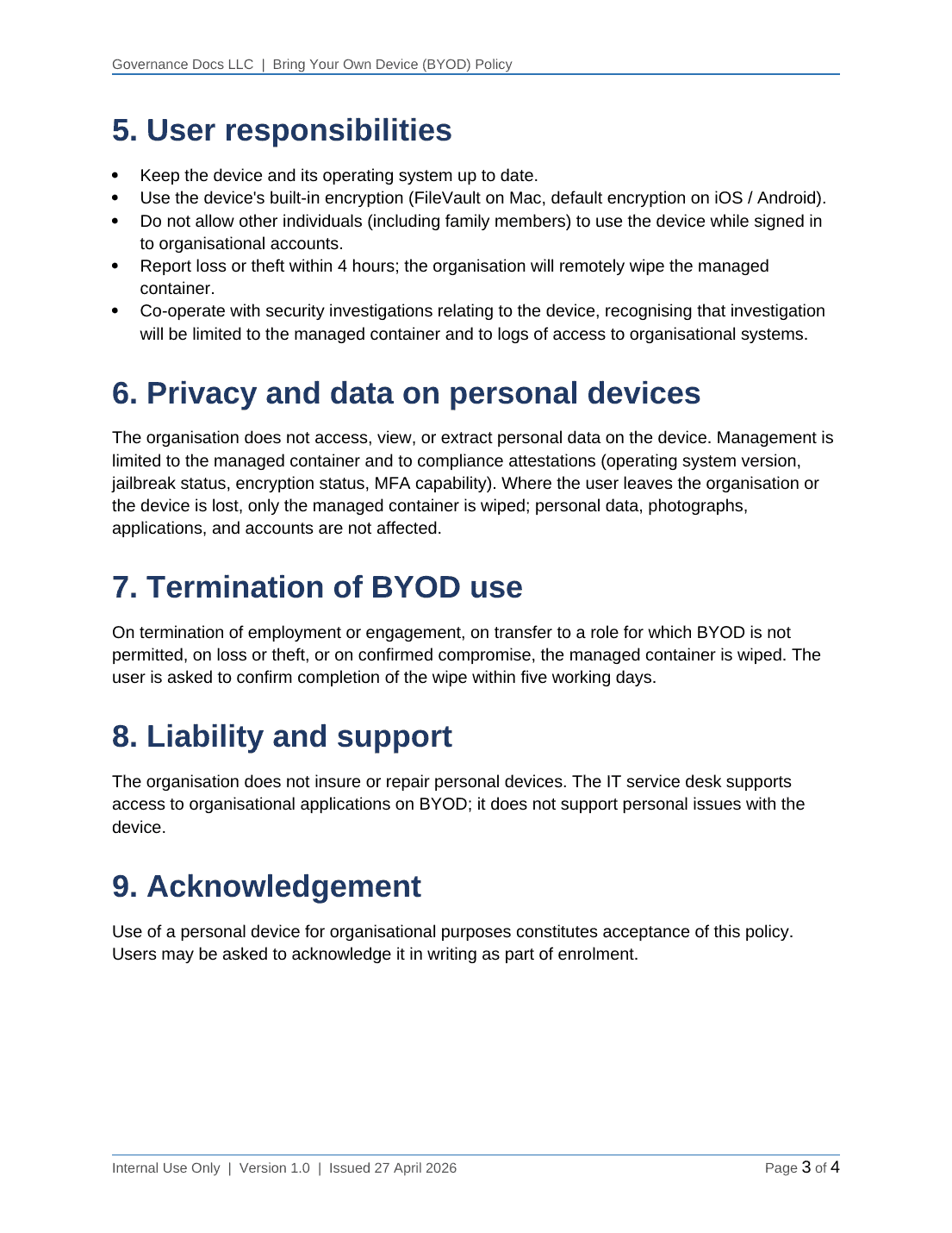 Cyber Essentials documentation toolkit — sample template page 14