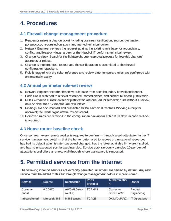 Cyber Essentials documentation toolkit — sample template page 6