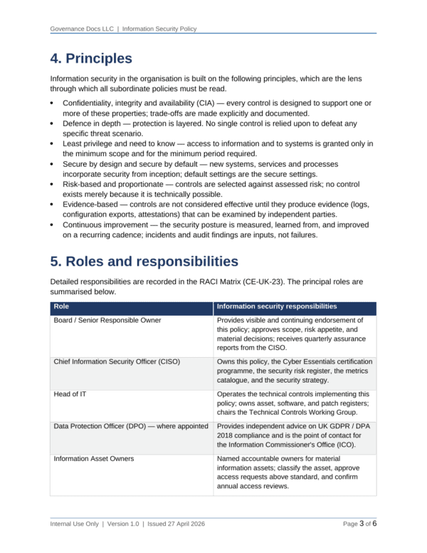 Cyber Essentials documentation toolkit — sample template page 7