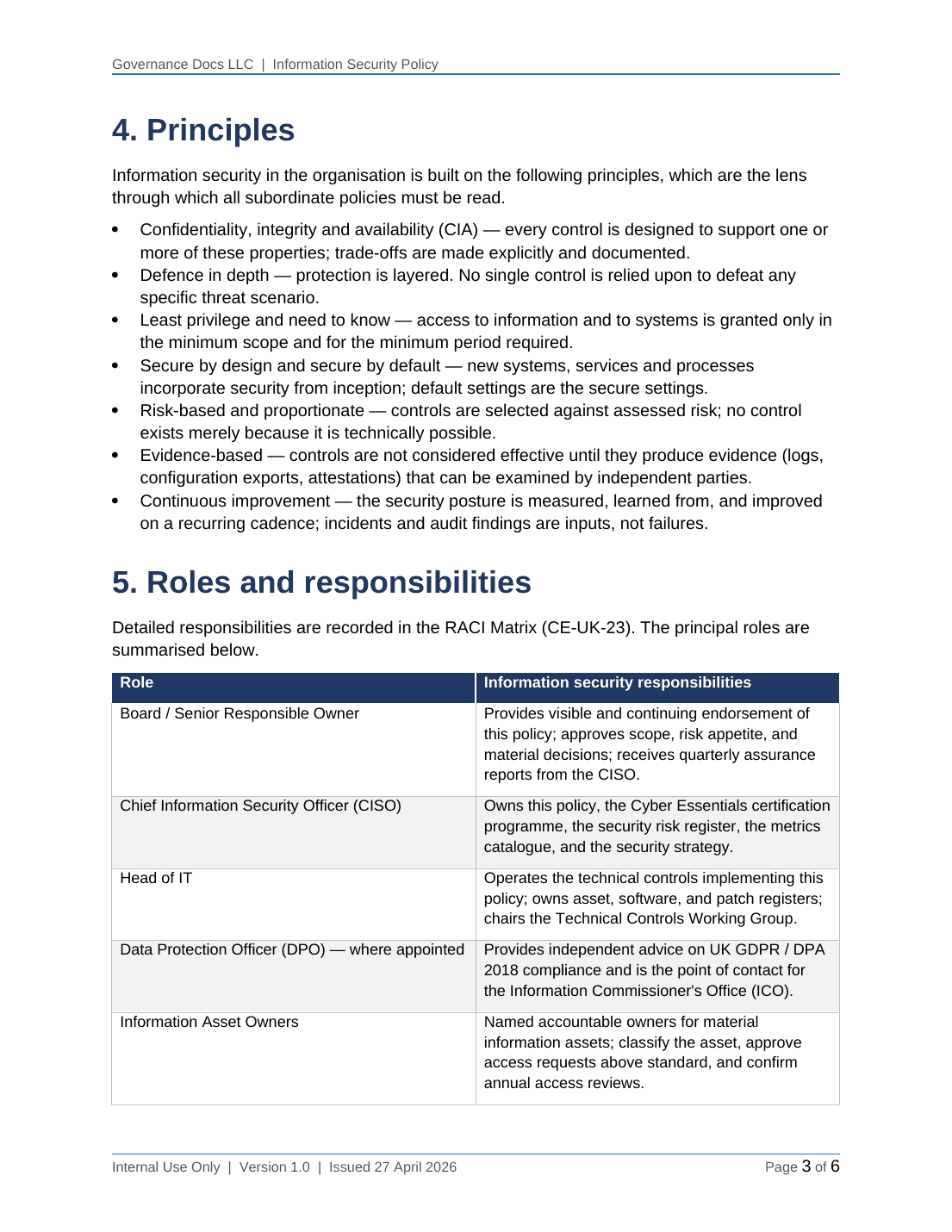 Cyber Essentials documentation toolkit — sample template page 7