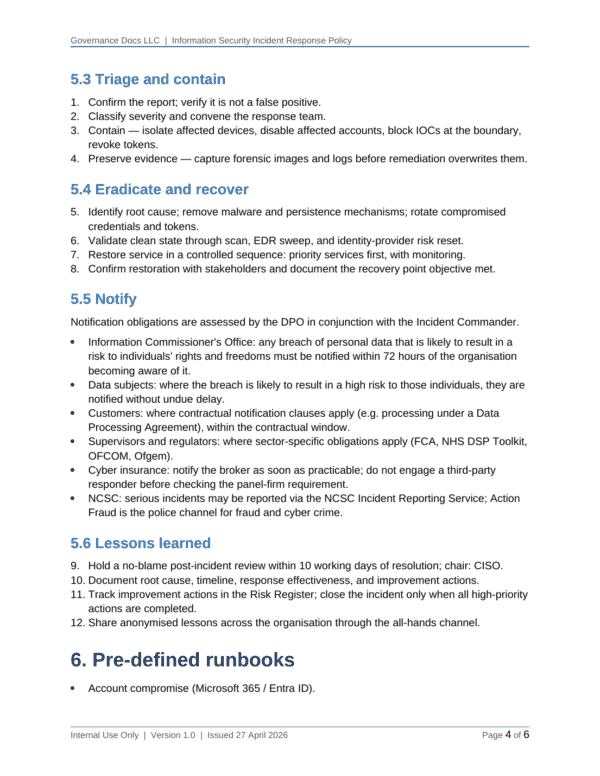 Cyber Essentials documentation toolkit — sample template page 9