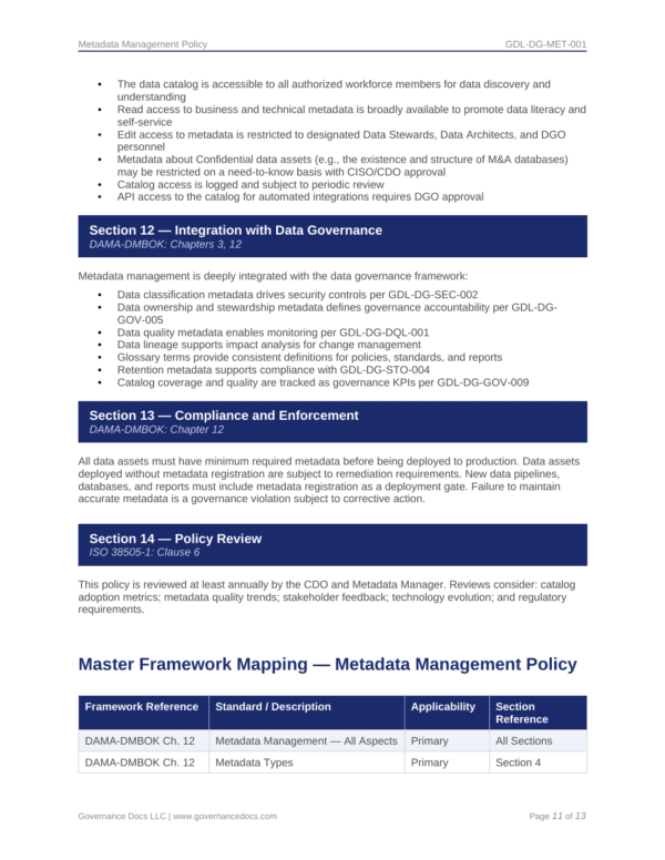 Data governance toolkit with 85 templates aligned to DMBOK standards.
