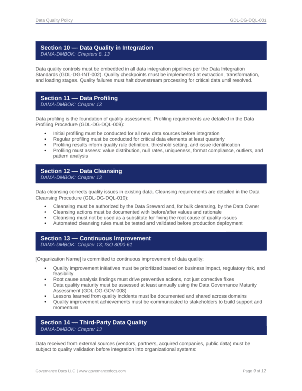 Ensuring data quality and governance with comprehensive DMBOK-aligned templates for effective data m.