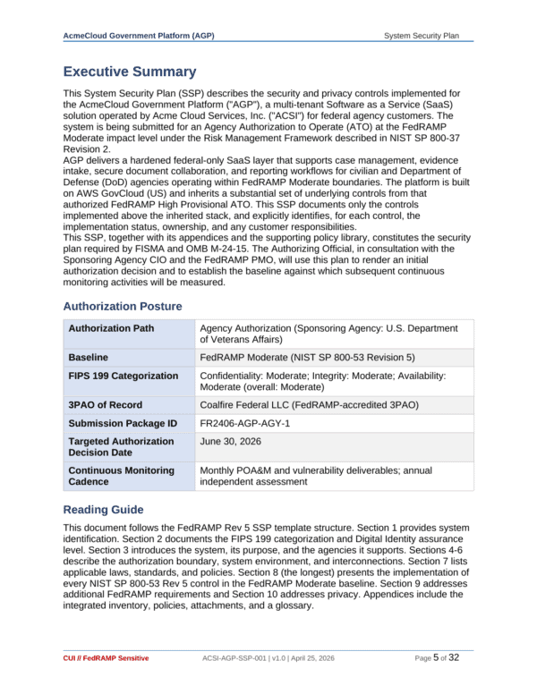 FedRAMP compliance templates for comprehensive security authorization documentation.