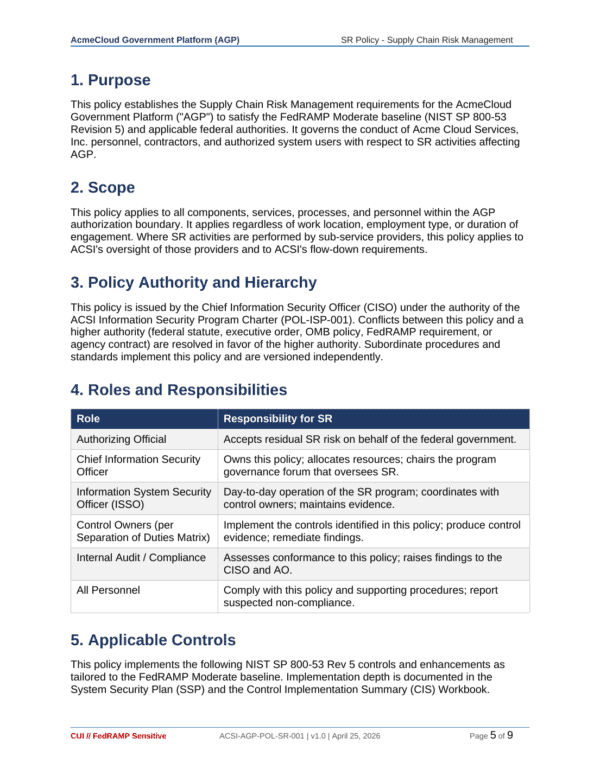 Ensuring FedRAMP compliance with comprehensive governance documentation and templates.