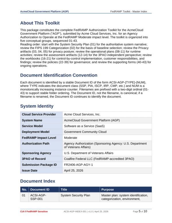 FedRAMP compliance templates for comprehensive security and authorization management.