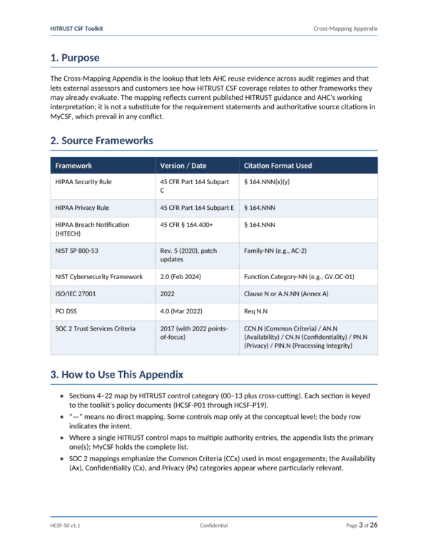 HITRUST CSF documentation toolkit — sample template page 11