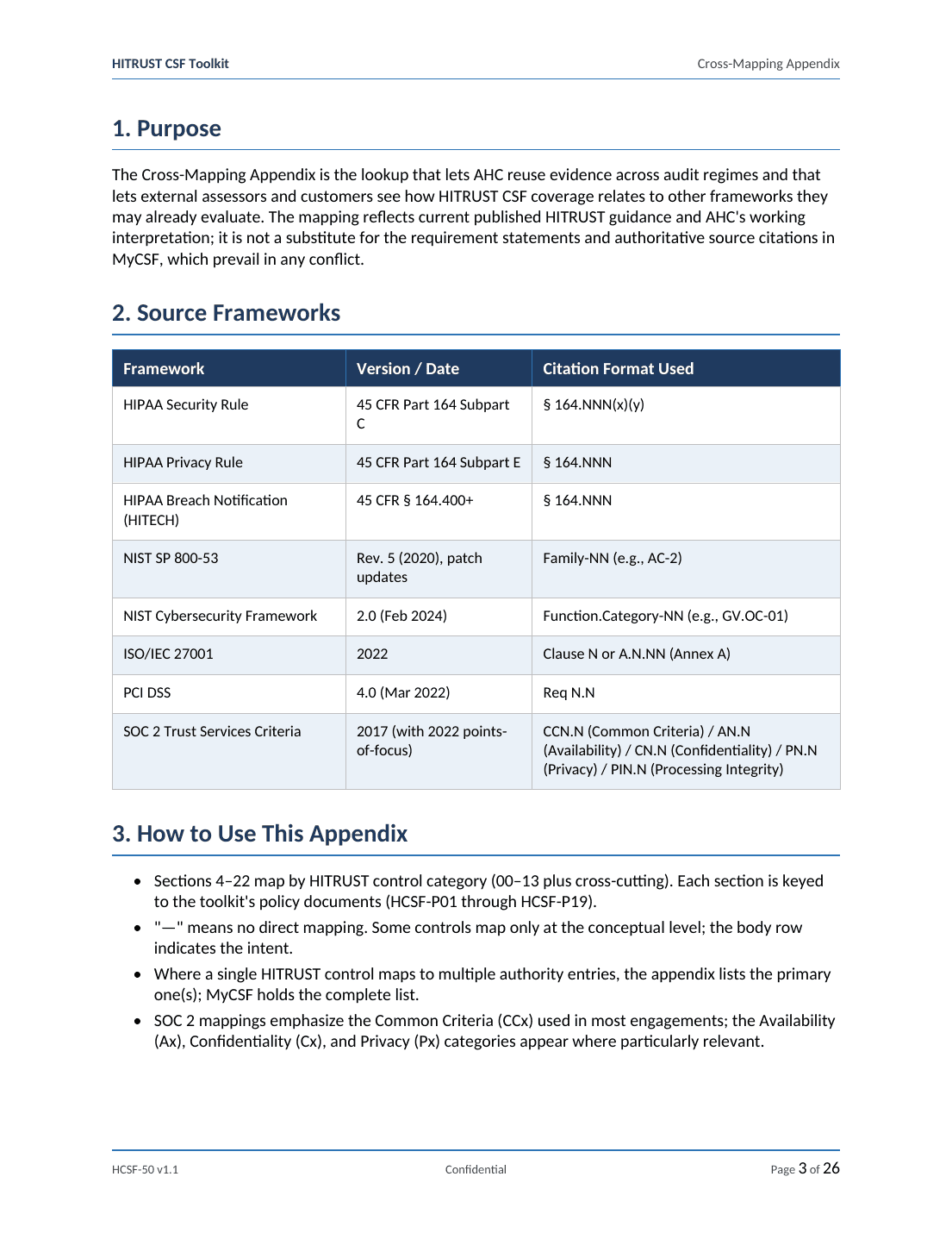 HITRUST CSF documentation toolkit — sample template page 11