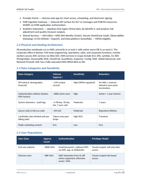 HITRUST CSF documentation toolkit — sample template page 3
