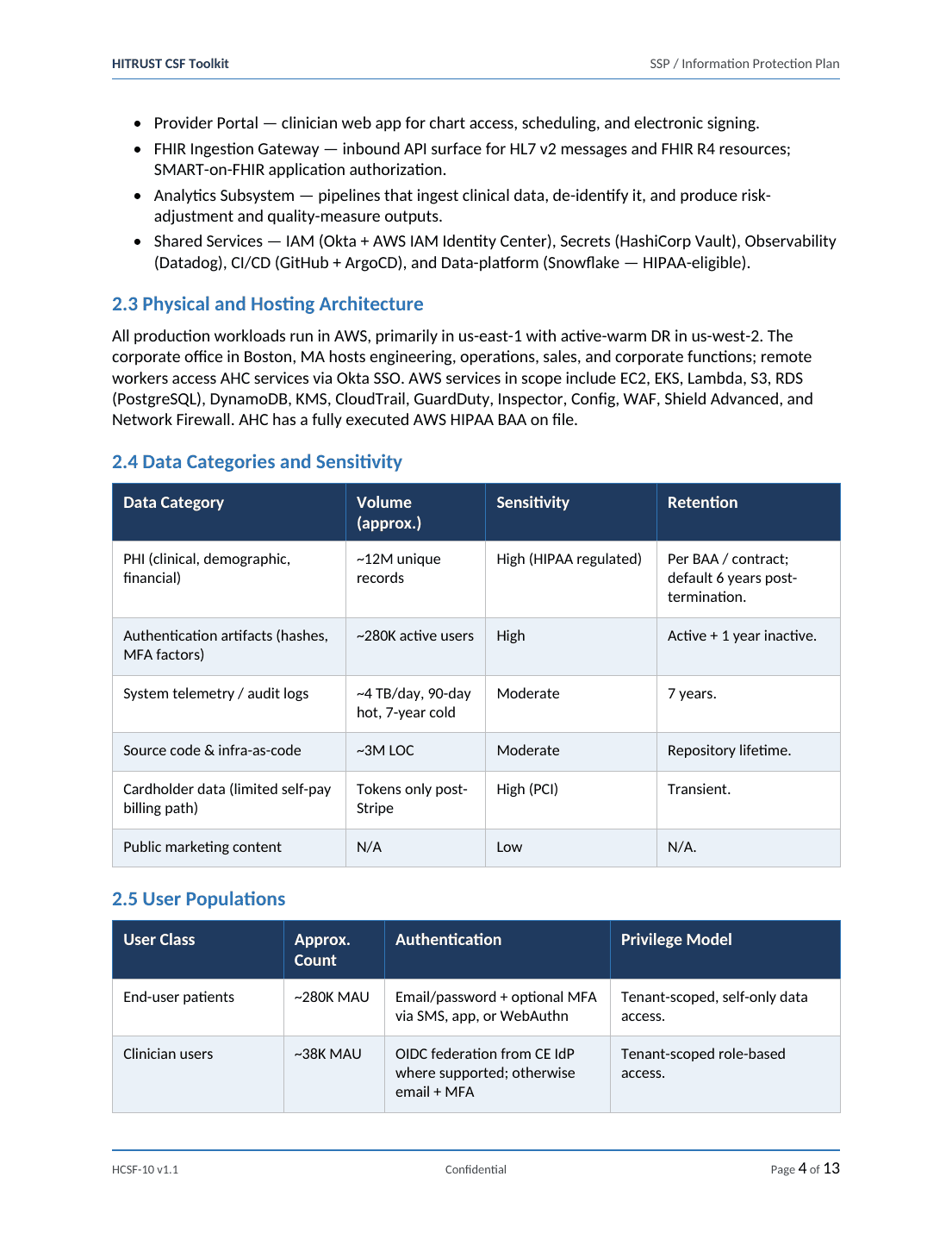 HITRUST CSF documentation toolkit — sample template page 3