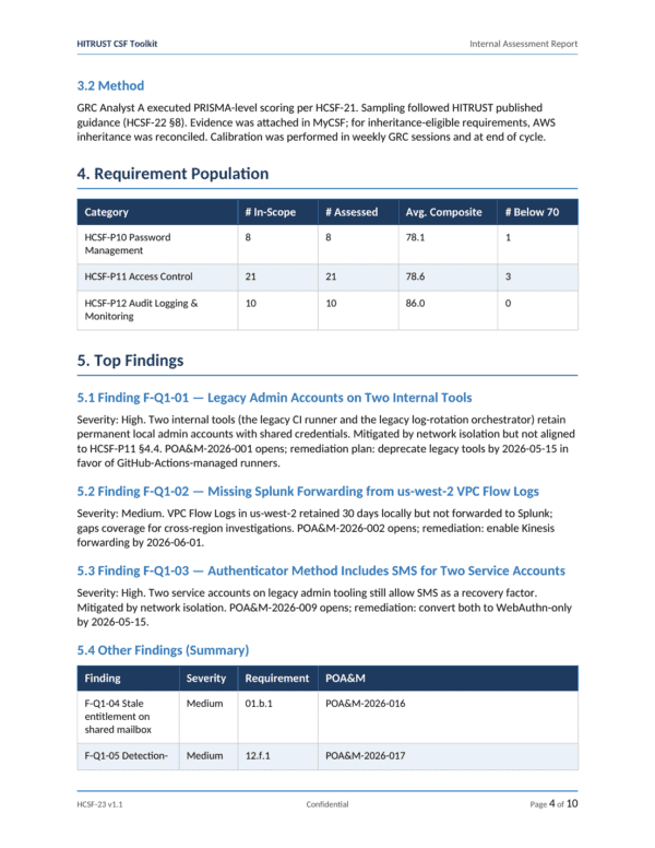 HITRUST CSF documentation toolkit — sample template page 5