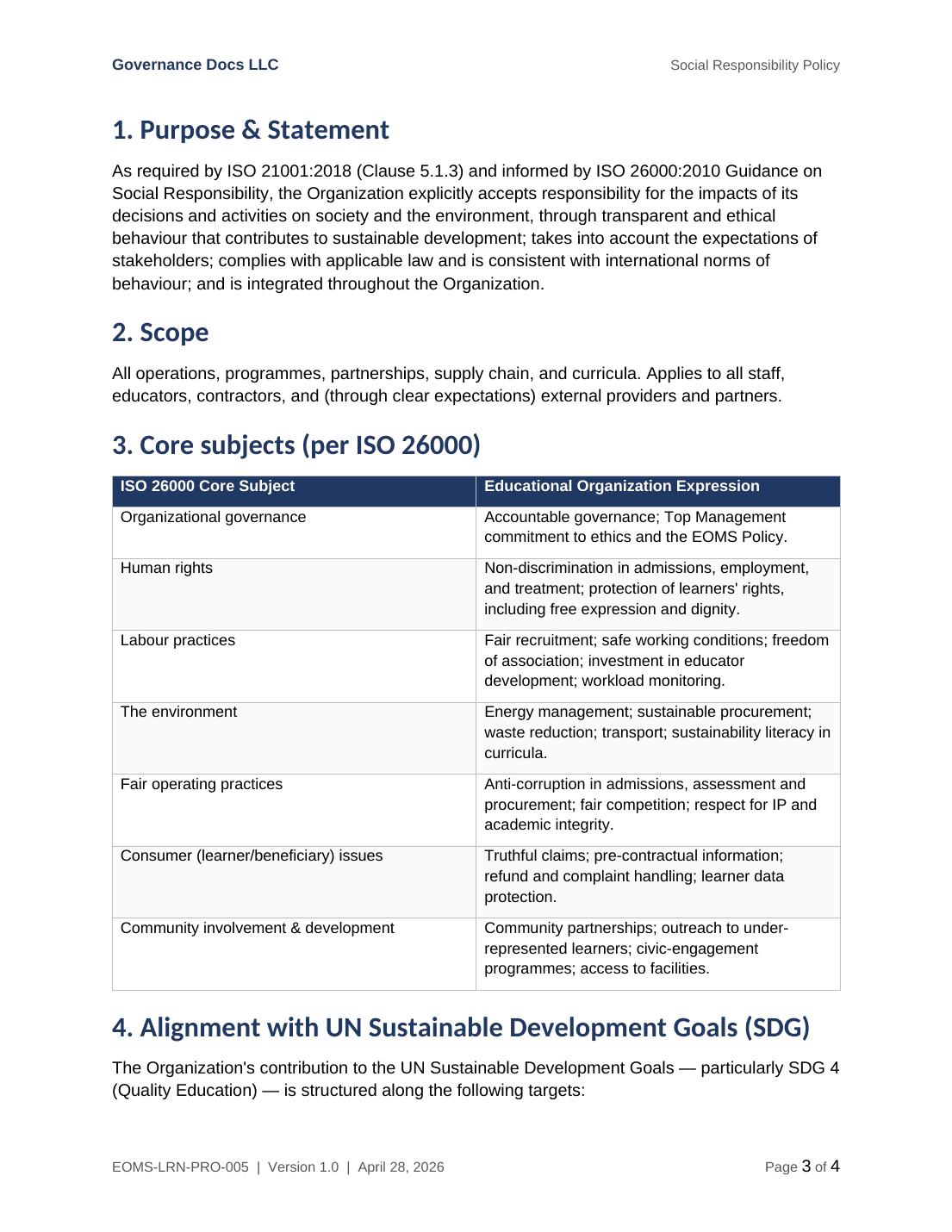 ISO 21001 documentation toolkit — sample template page 11