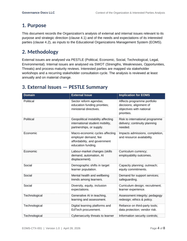 ISO 21001 documentation toolkit — sample template page 12