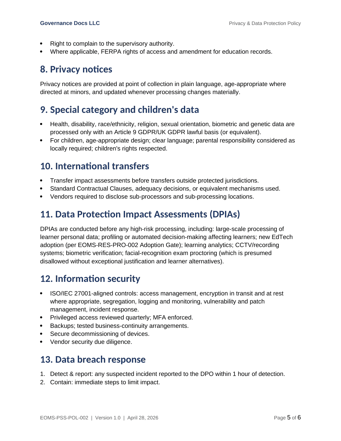 ISO 21001 documentation toolkit — sample template page 14