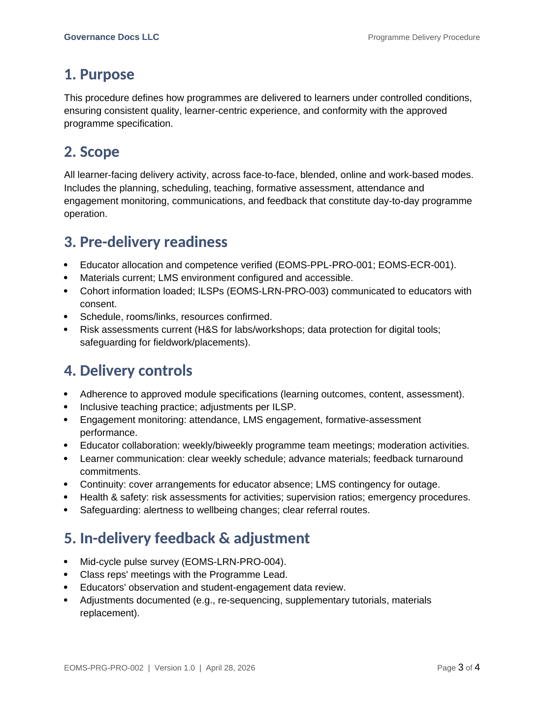 ISO 21001 documentation toolkit — sample template page 17