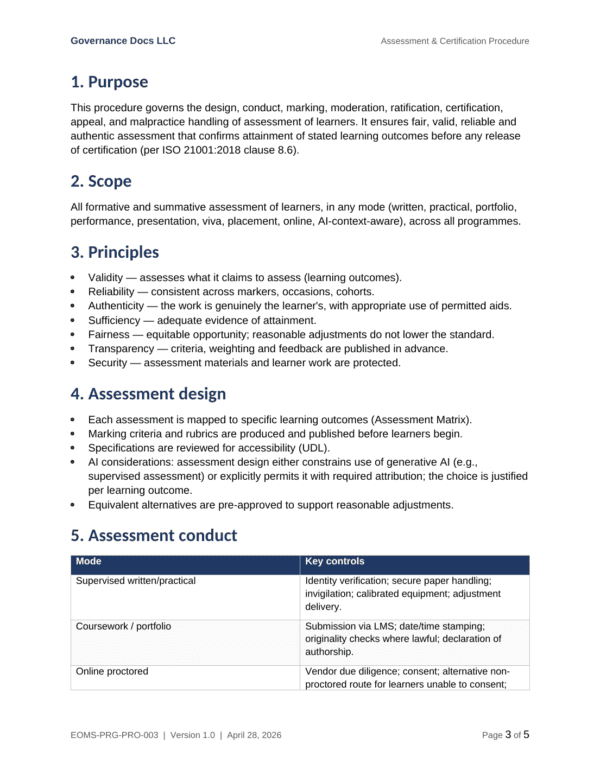 ISO 21001 documentation toolkit — sample template page 18
