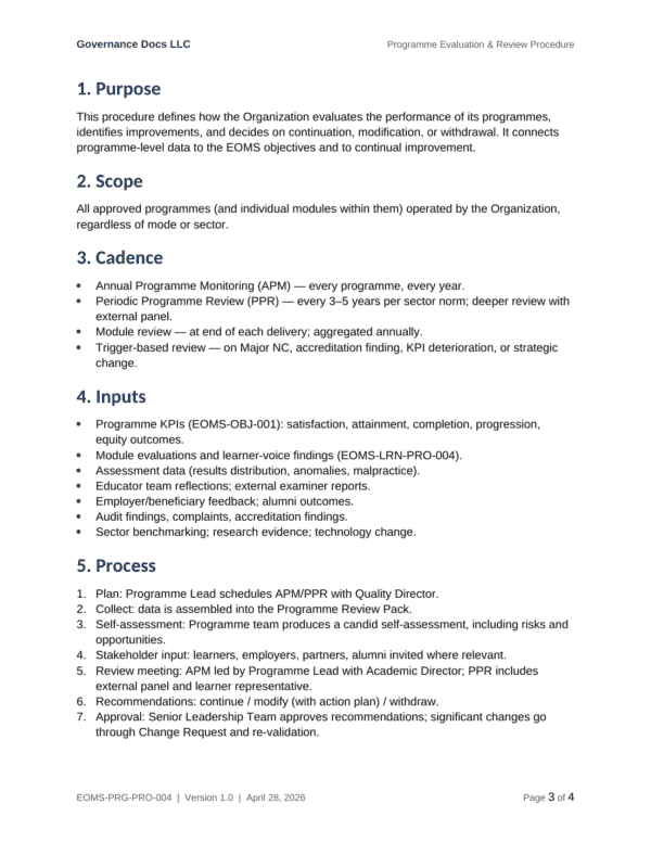 ISO 21001 documentation toolkit — sample template page 19