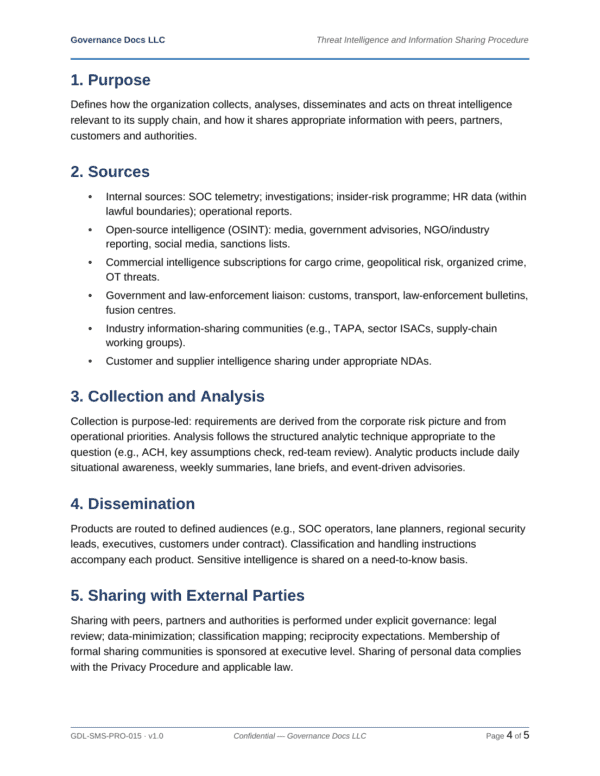 ISO 28000 documentation toolkit — sample template page 10