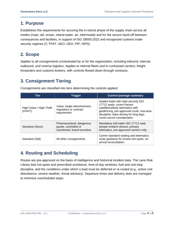 ISO 28000 documentation toolkit — sample template page 13