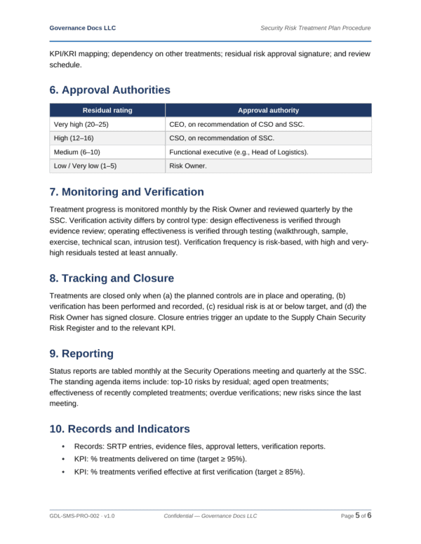 ISO 28000 documentation toolkit — sample template page 14