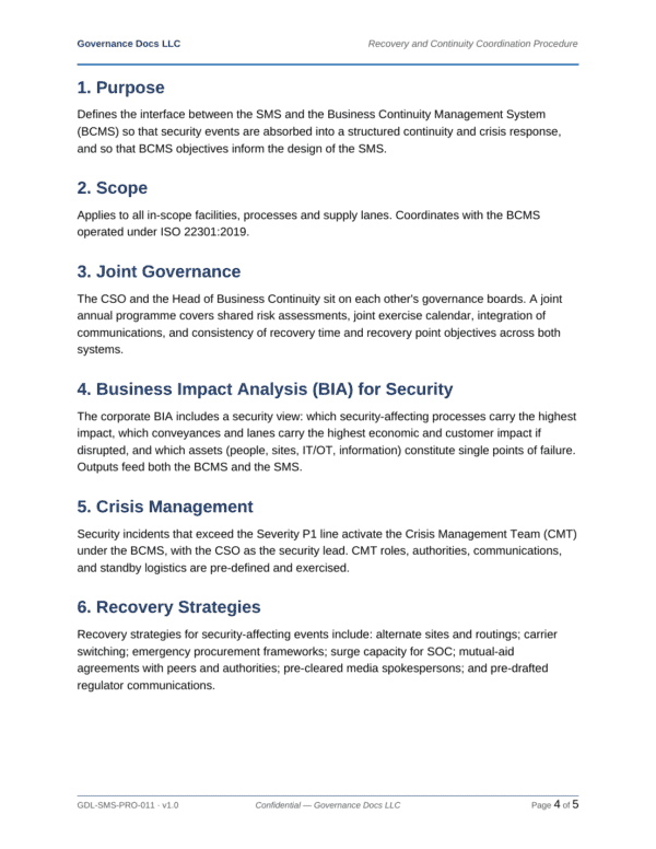 ISO 28000 documentation toolkit — sample template page 16