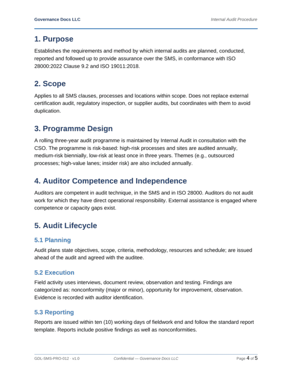 ISO 28000 documentation toolkit — sample template page 17