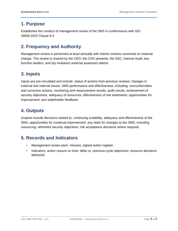 ISO 28000 documentation toolkit — sample template page 19