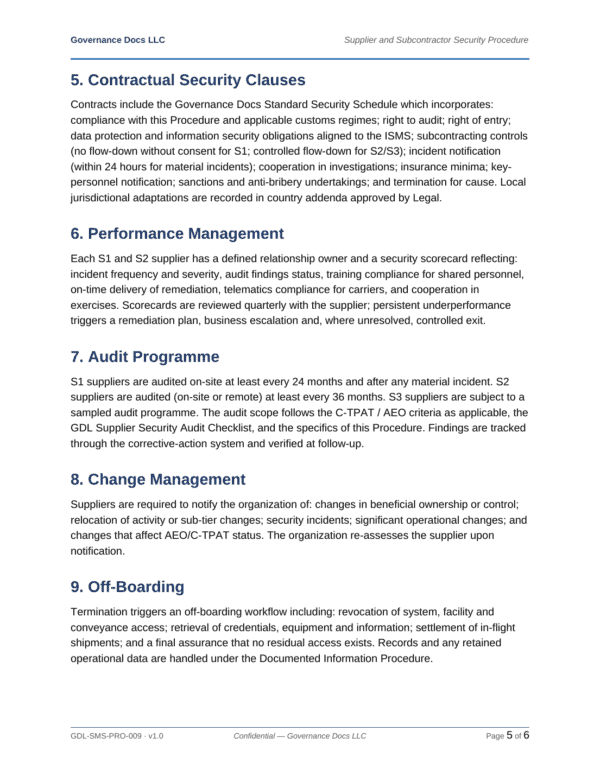 ISO 28000 documentation toolkit — sample template page 3