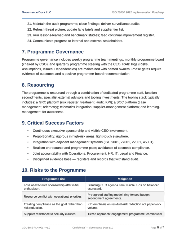 ISO 28000 documentation toolkit — sample template page 7
