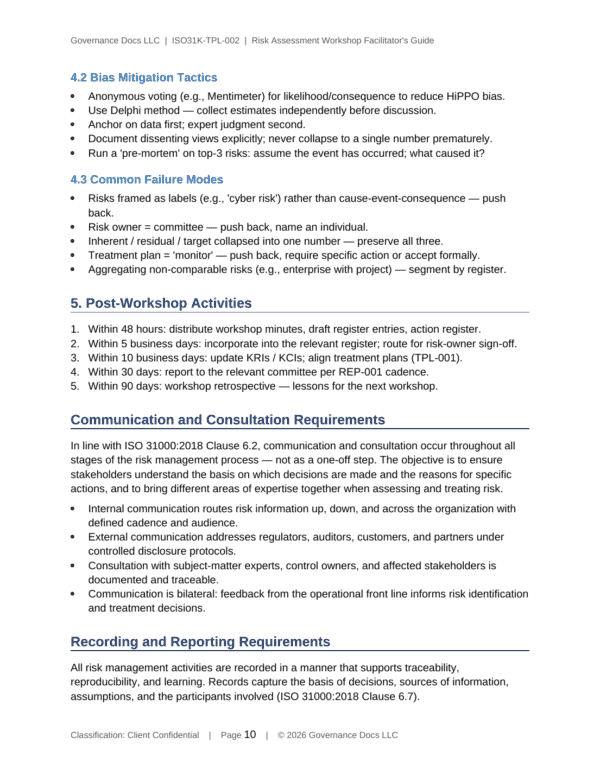 ISO 31000 documentation toolkit — sample template page 1
