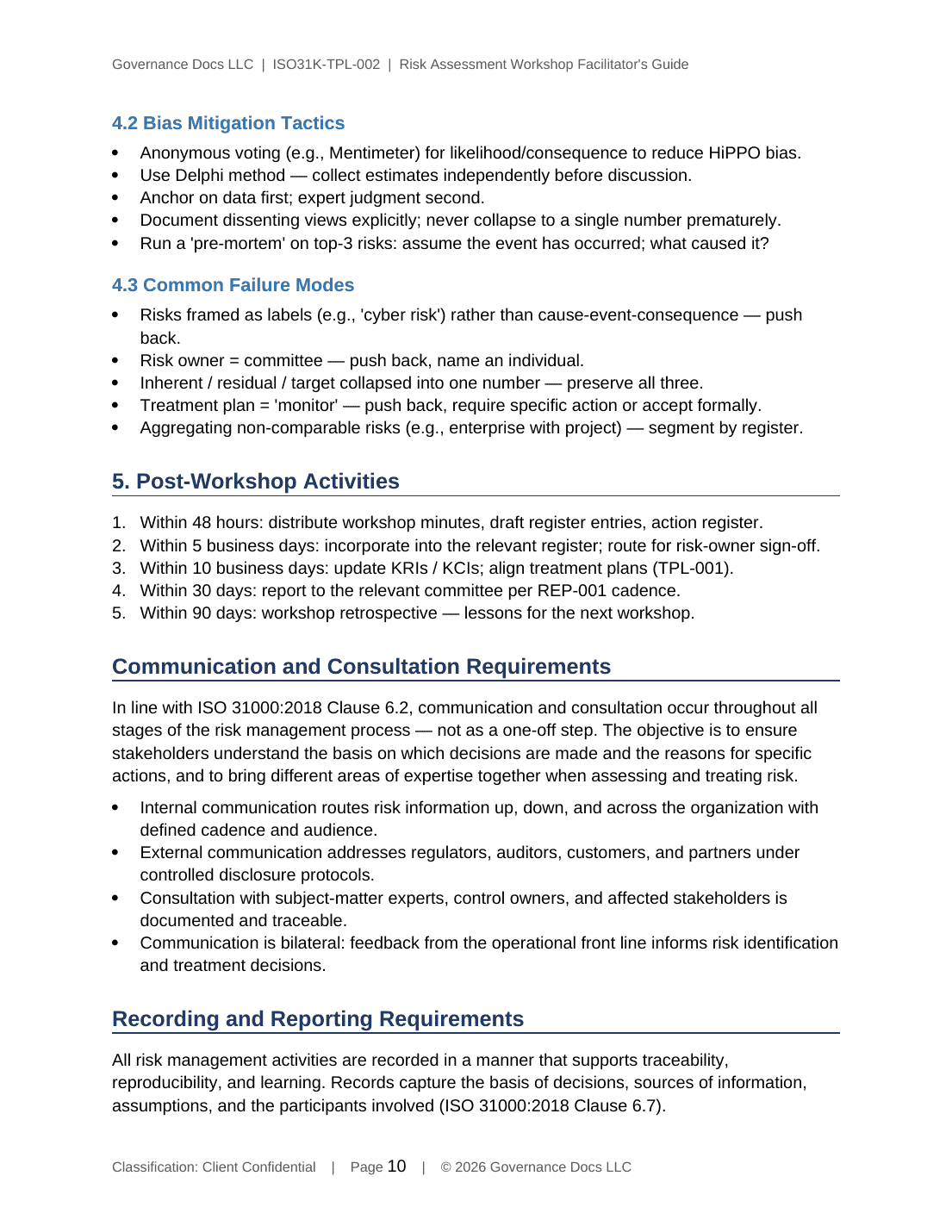 ISO 31000 documentation toolkit — sample template page 1