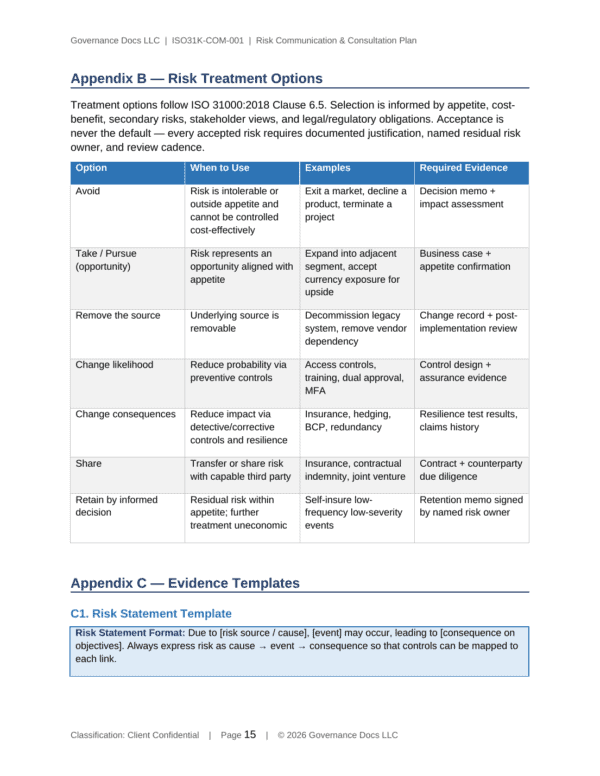 ISO 31000 documentation toolkit — sample template page 19